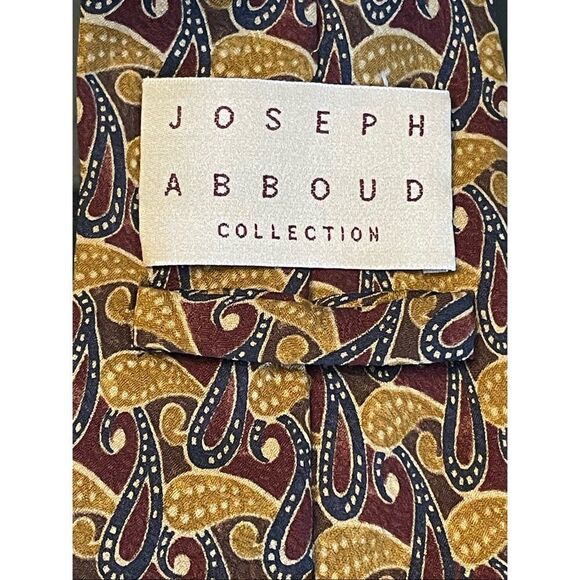 Michael Abboud Collection Gold/Brown Paisley 100% Silk Men’s Neck Tie - Picture 7 of 9